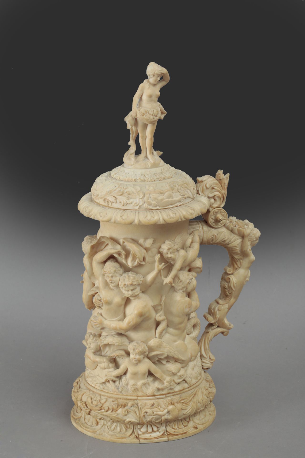 A carved ivory tankard, Central Europe circa 1880