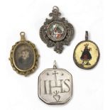A collection of four silver reliquary pendants, 17th-18th centuries