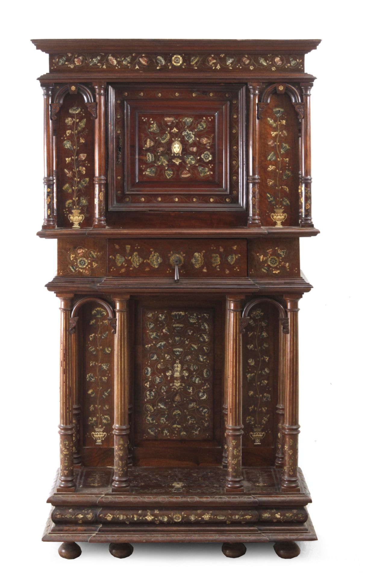 A 17th century Italian bargueño type cabinet in walnut