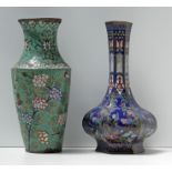 A pair of 19th century Chinese vases in copper and cloisonné enamel