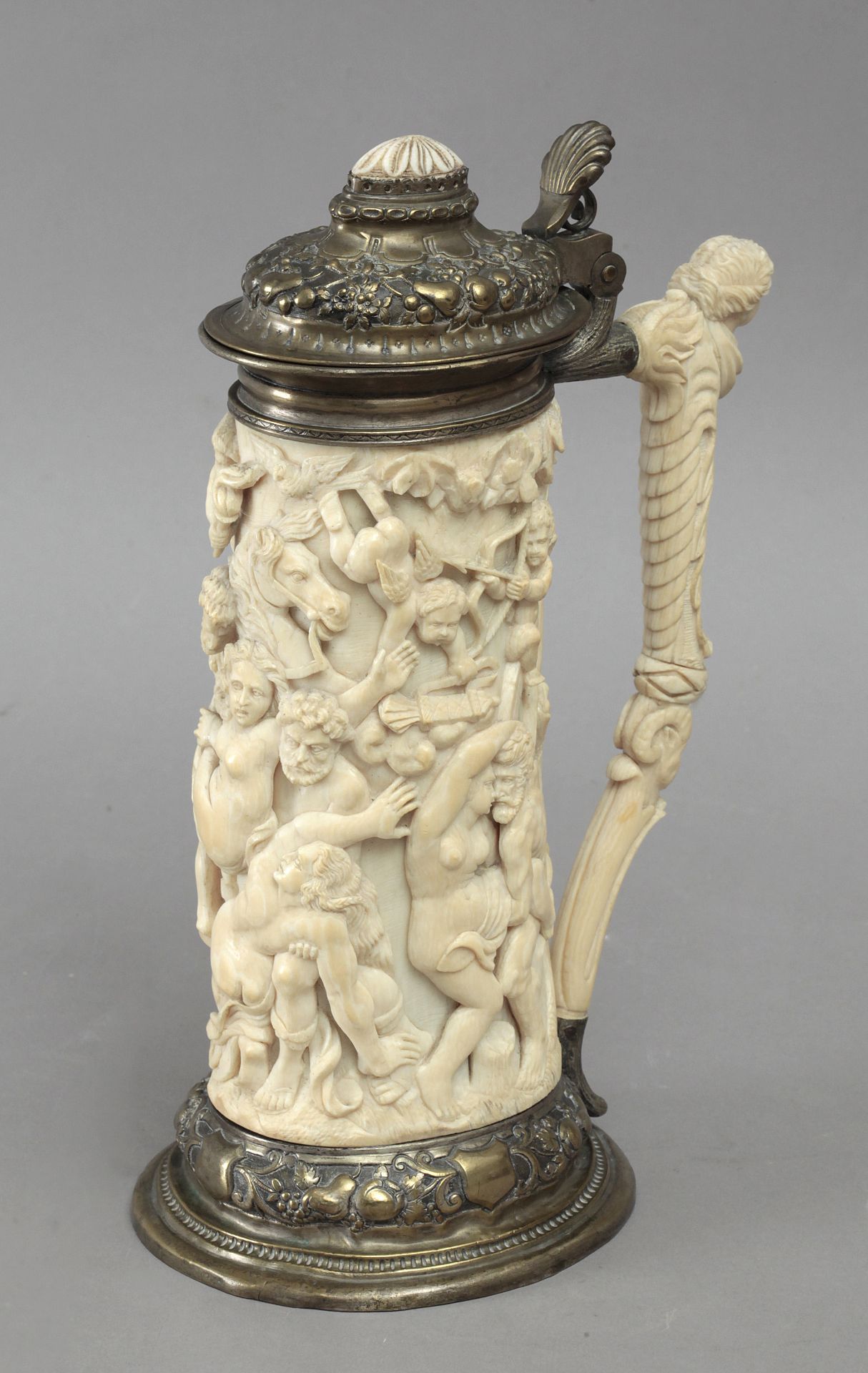 A carved ivory tankard, Germany circa 1880