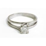 A 0,50 ct. brilliant cut diamond solitaire ring with an 18k., white gold setting