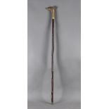 A walkig cane circa 1900 in fruitwood and stag horn