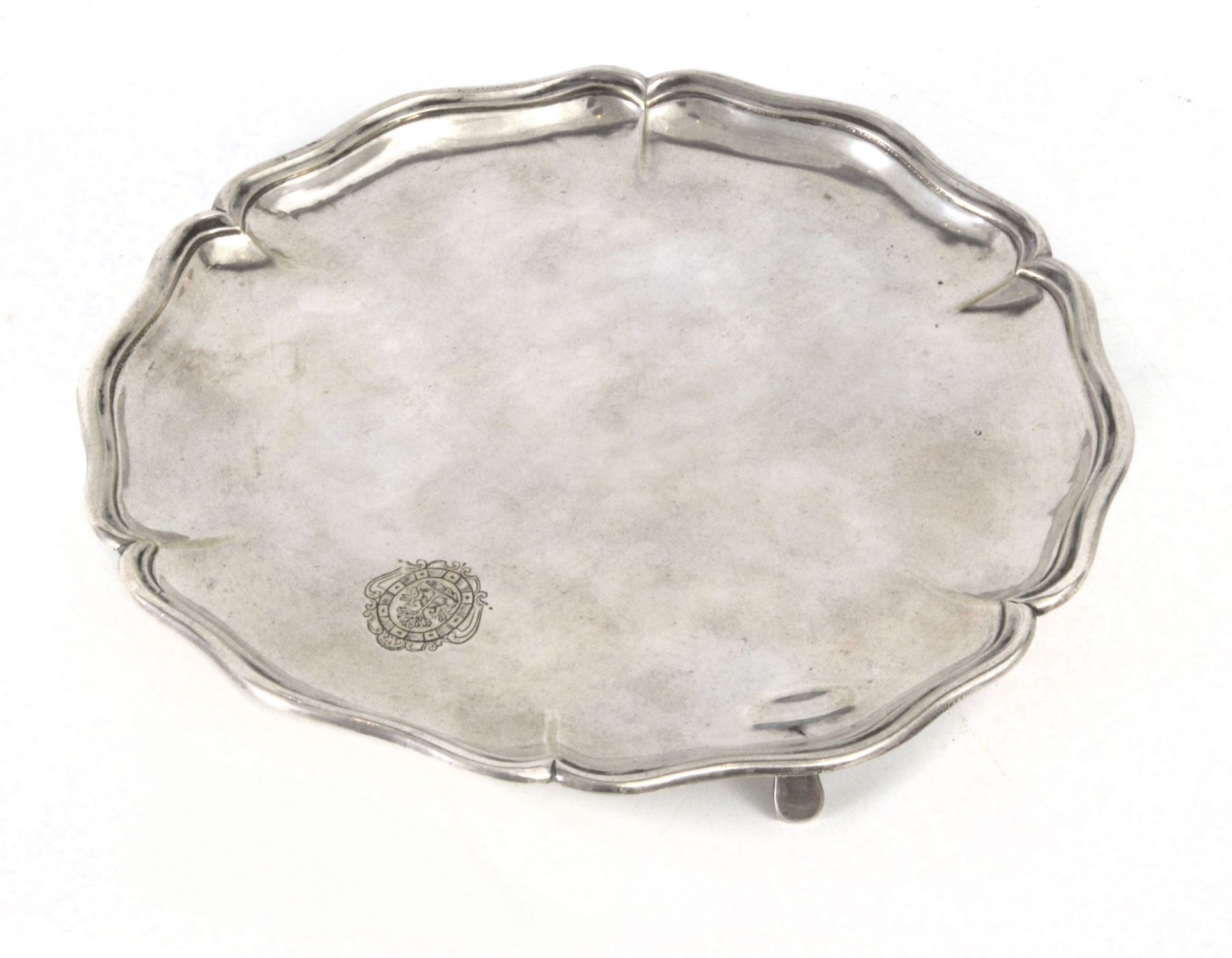 A late 18th century-early 19th century silver tray with hallmarks from Barcelona
