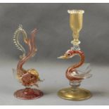 A 20th century flower vase and candlestick in Murano glass