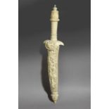 A 19th century German hunting dagger in carved ivory