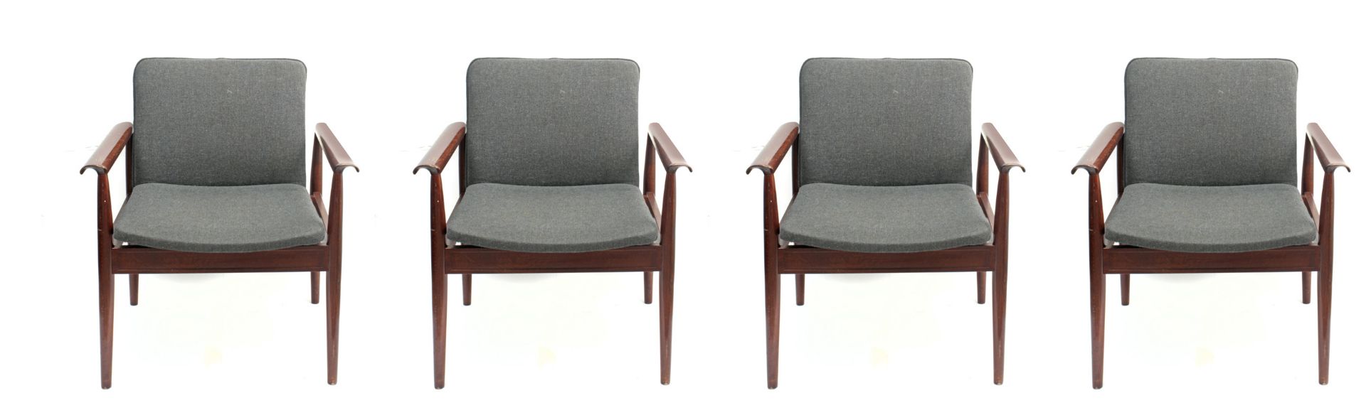 Finn Juhl for France and Son circa 1960. Four Diplomat nº 109 armchairs