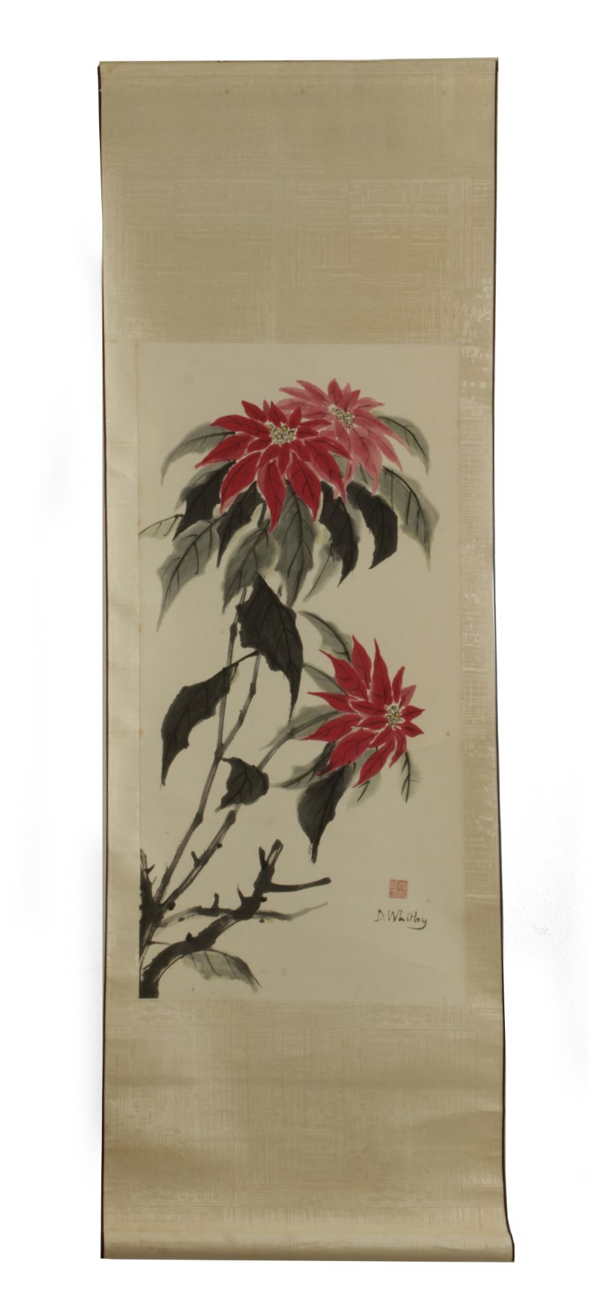 A 20th century Chinese scroll depicting a poinsettia