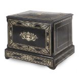 A 19th century Napoleon III liquor cellar in ebonized wood with bone marquetry inlaid