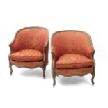 A pair of late 18th century Louis XV mahogany armchairs