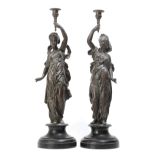 A pair of calamine candlesticks circa 1900