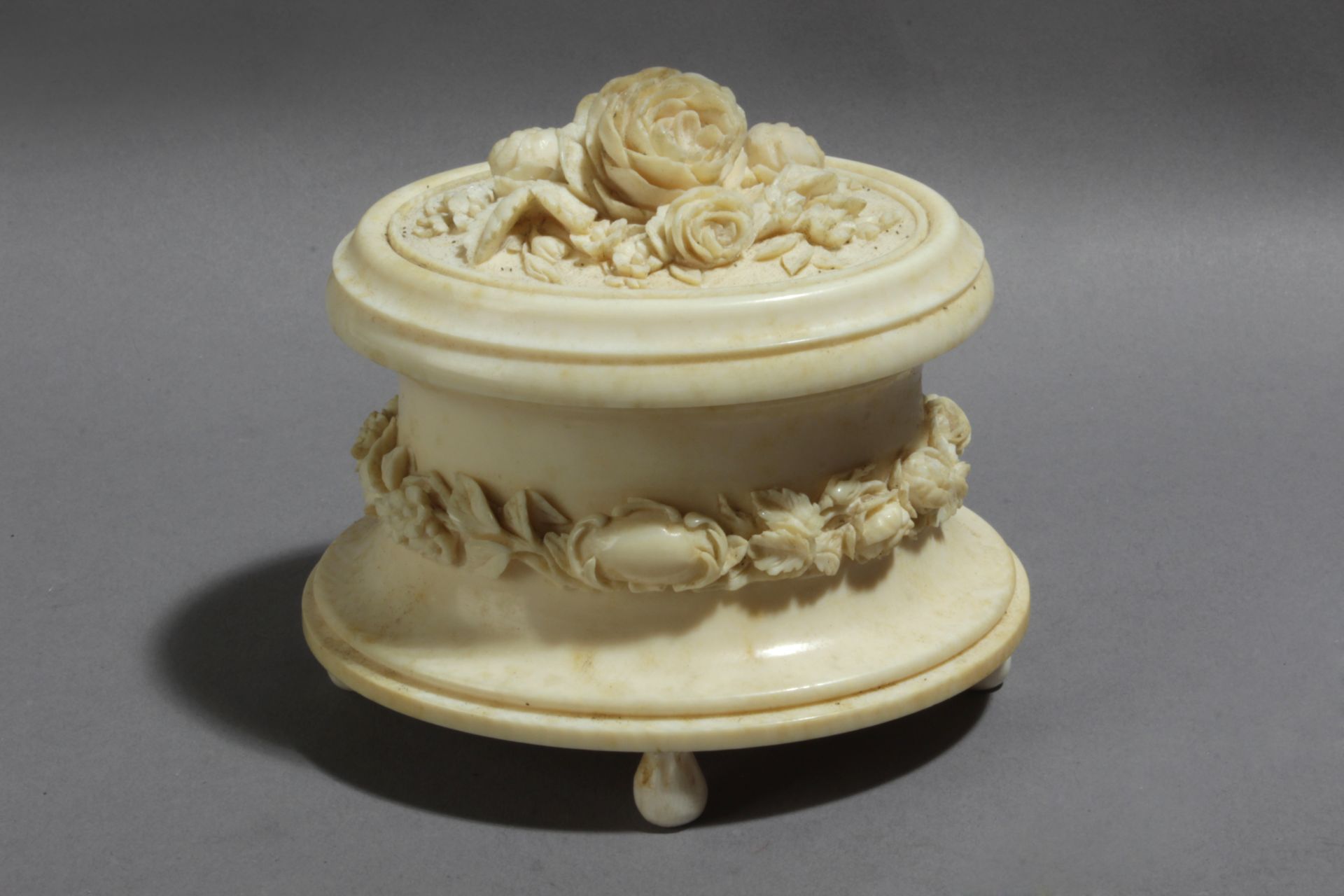 A 19th century carved ivory jewellery box from Dieppe