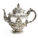 A 20th century Portuguese silver teapot