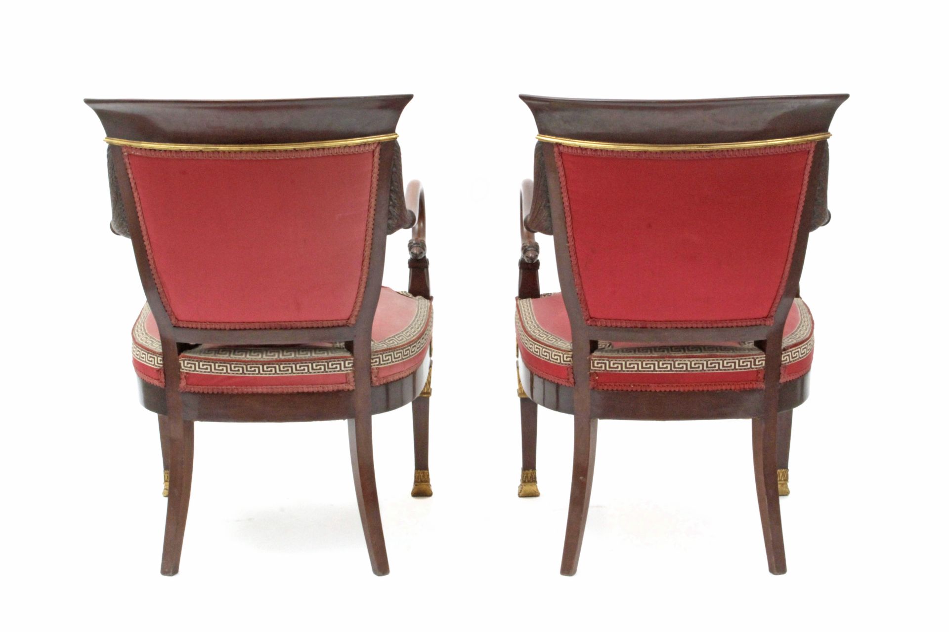 A pair of French Empire period mahogany armchairs - Bild 3 aus 3