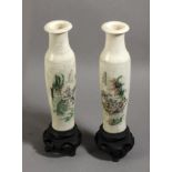 A pair of first third of 20th century Chinese vases in carved and polychromed elephant ivory