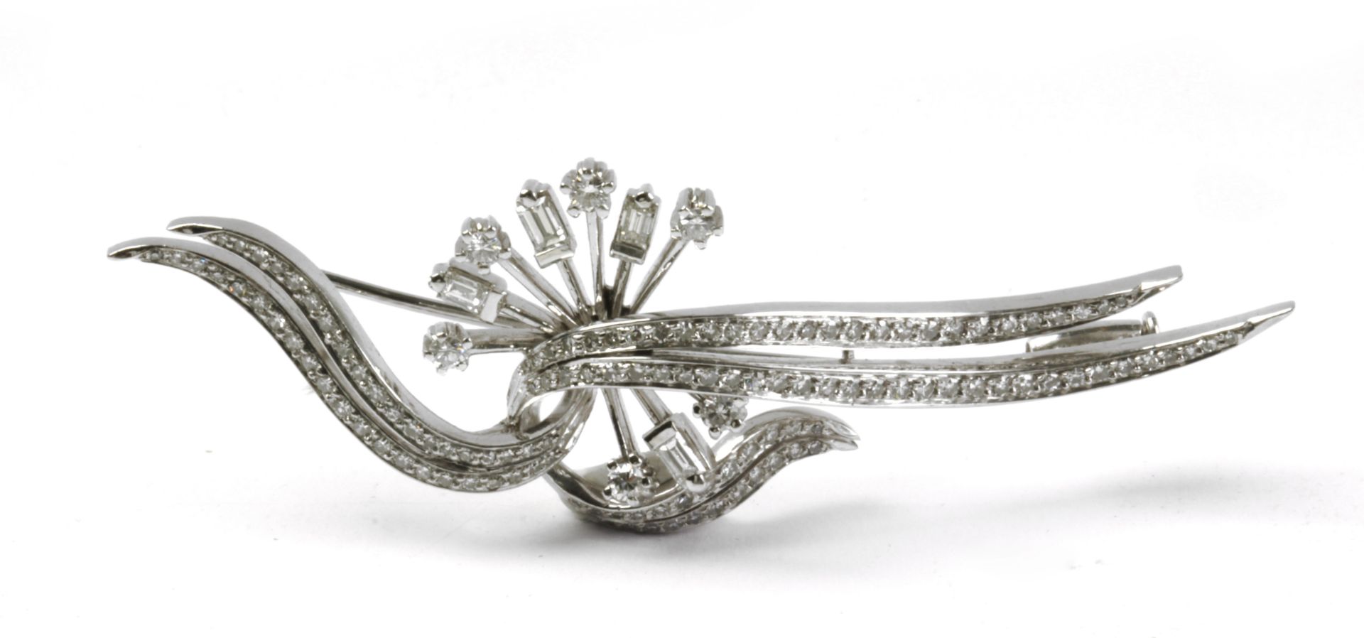 A diamond and platinum brooch