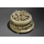 A 19th century carved ivory jewellery box from Dieppe