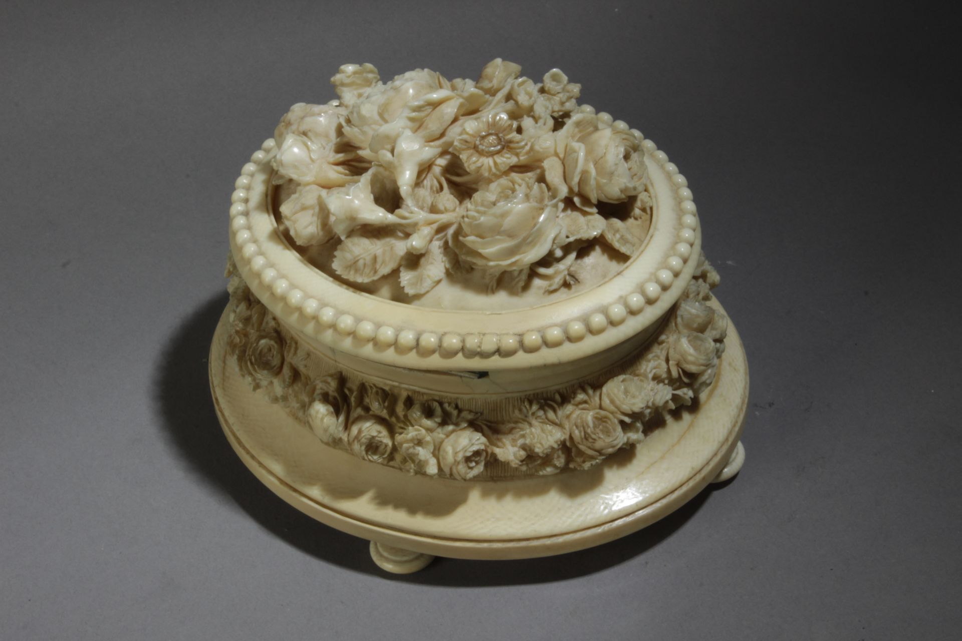 A 19th century carved ivory jewellery box from Dieppe