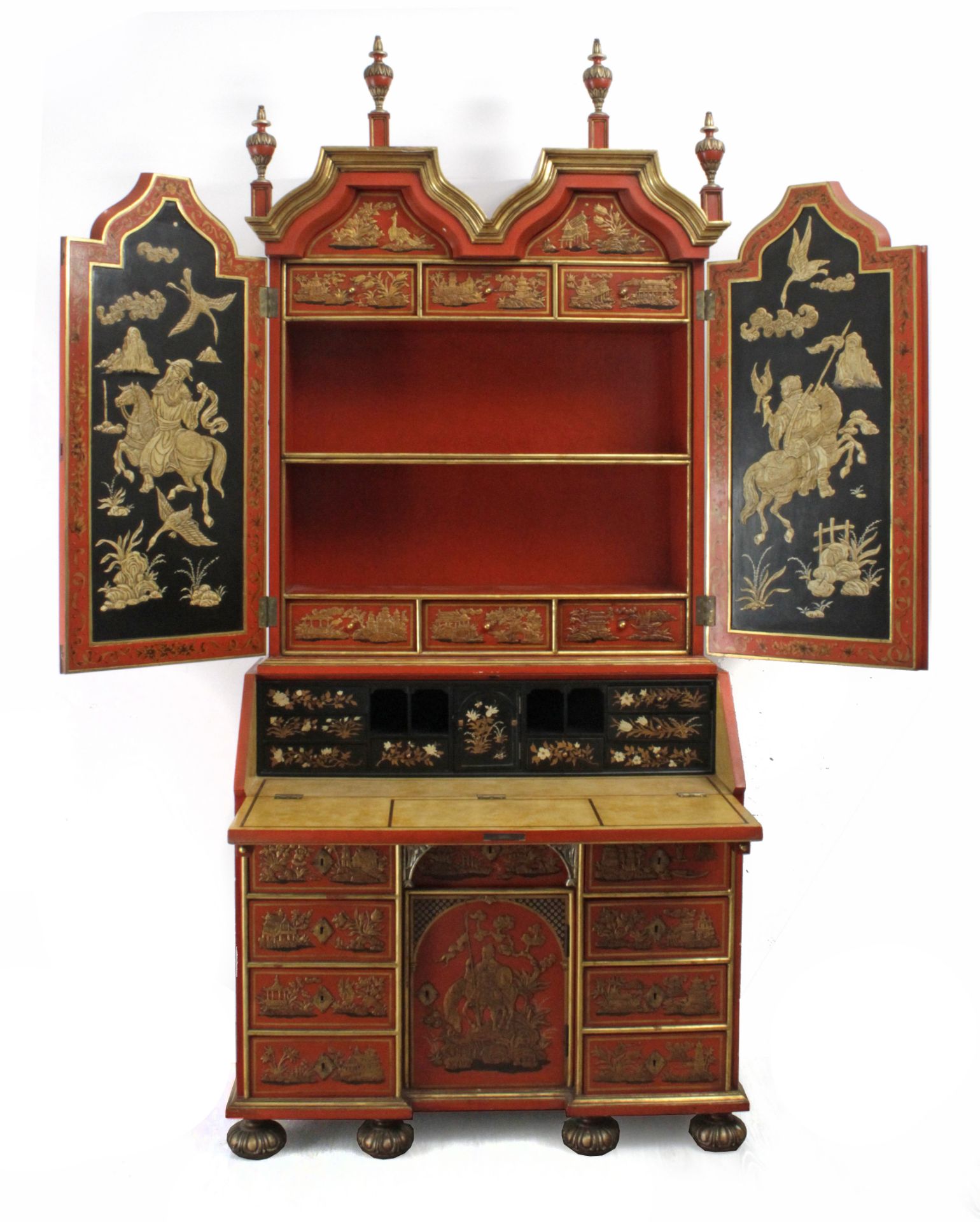 A second half of 20th century Chinese style bureau bookcase cabinet