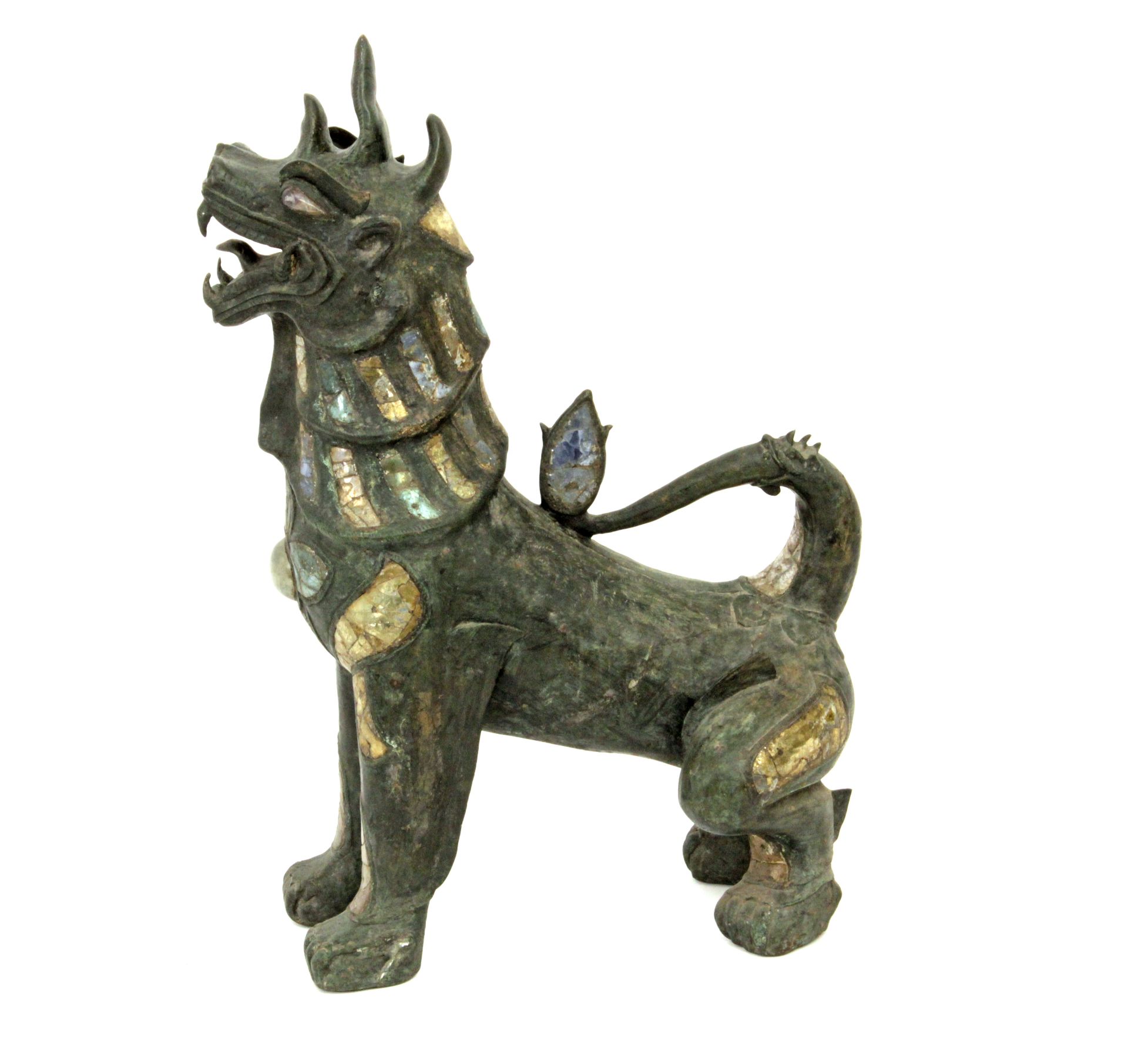 A pair of 20th century Cambodian Fu guardian lion sculptures in bronze - Image 5 of 6