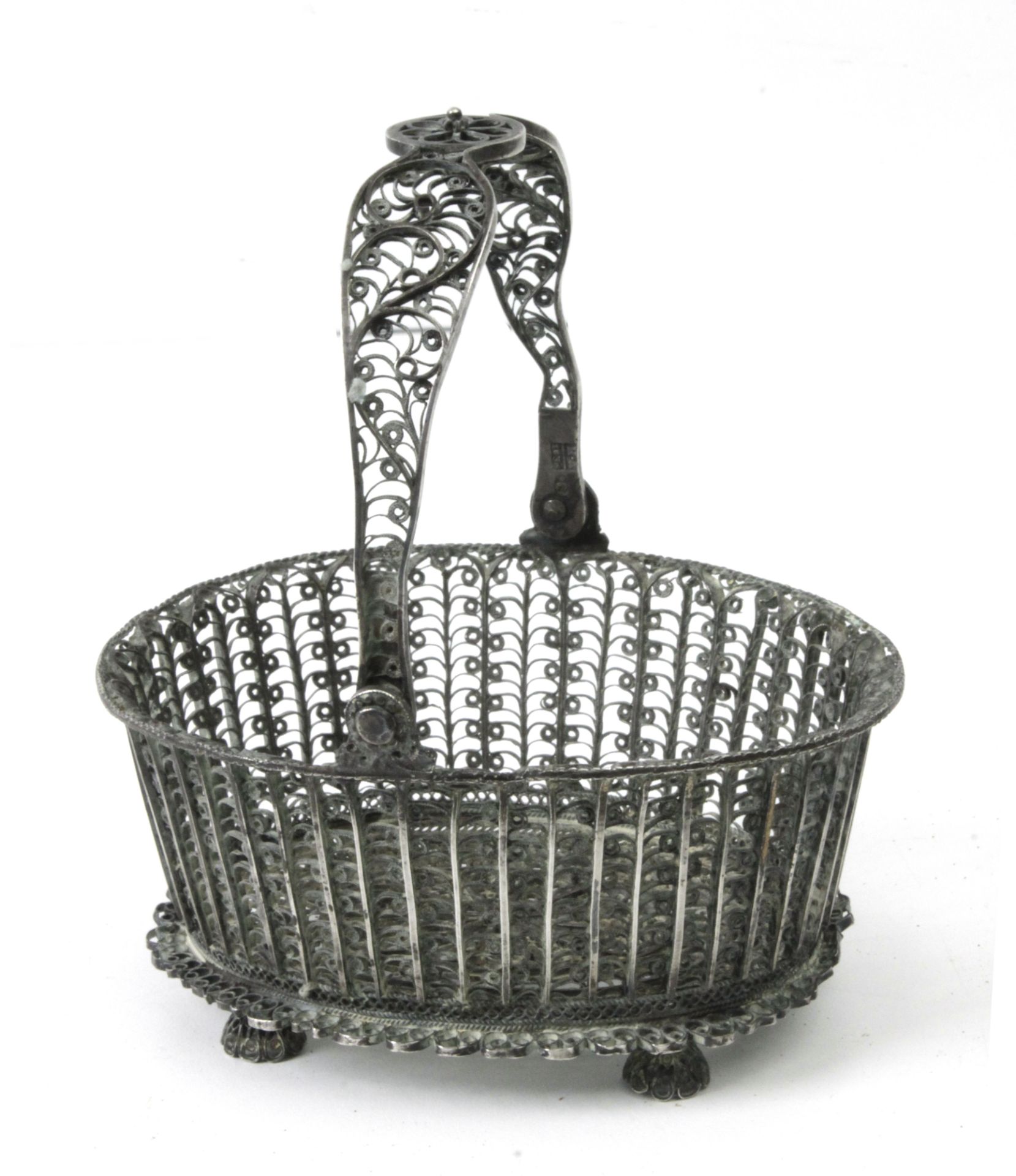 A 19th century Indo-Portuguese silver filigree basket