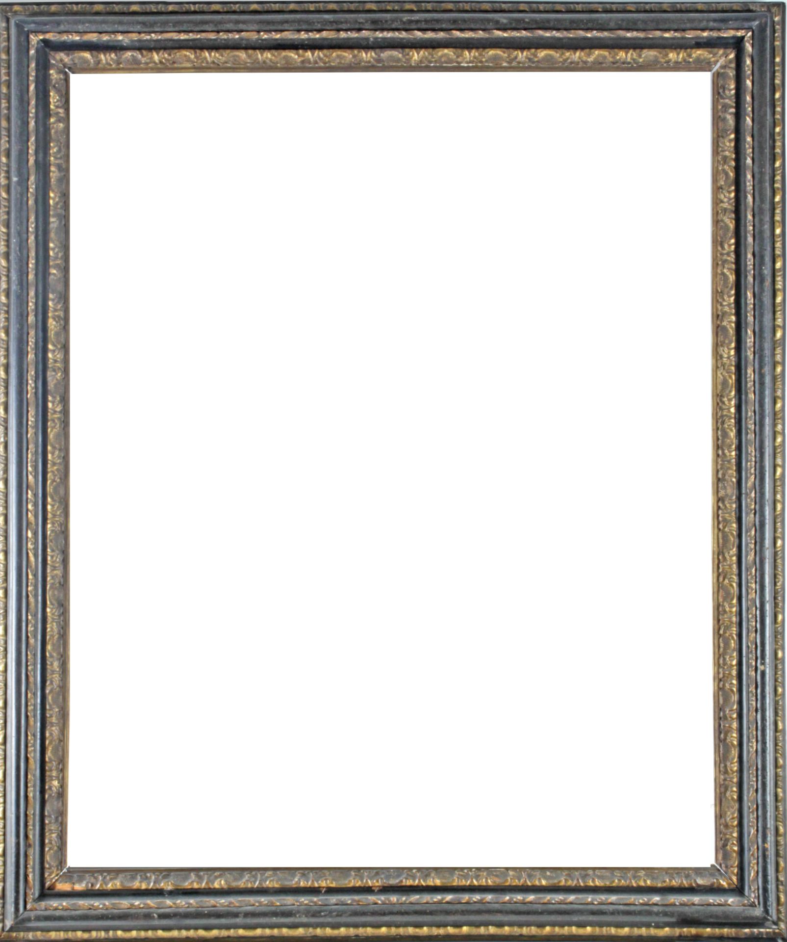 A 19th century Baroque style frame in carved and polychromed wood