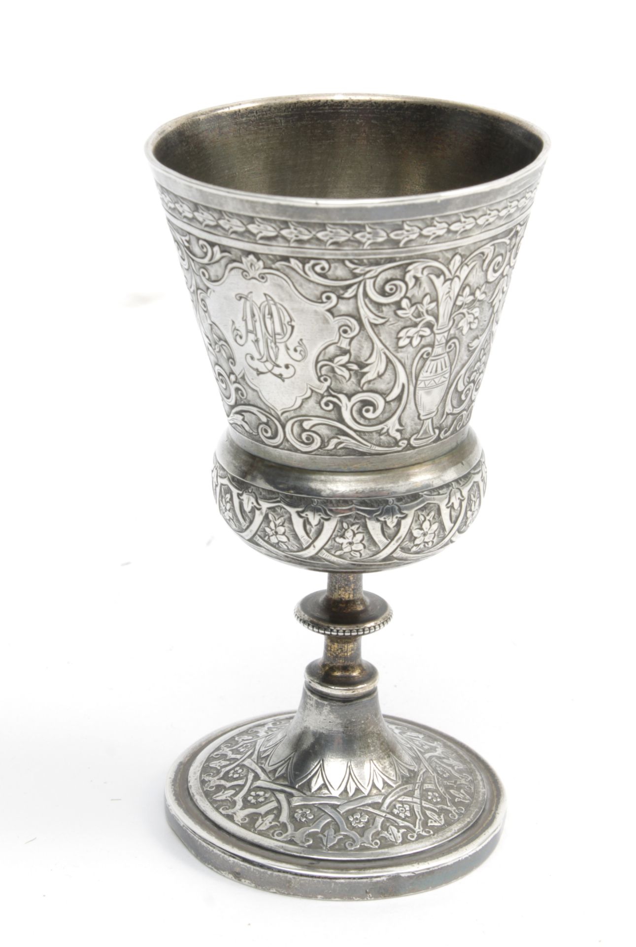 An early 20th century French liquor glass in hallmarked silver