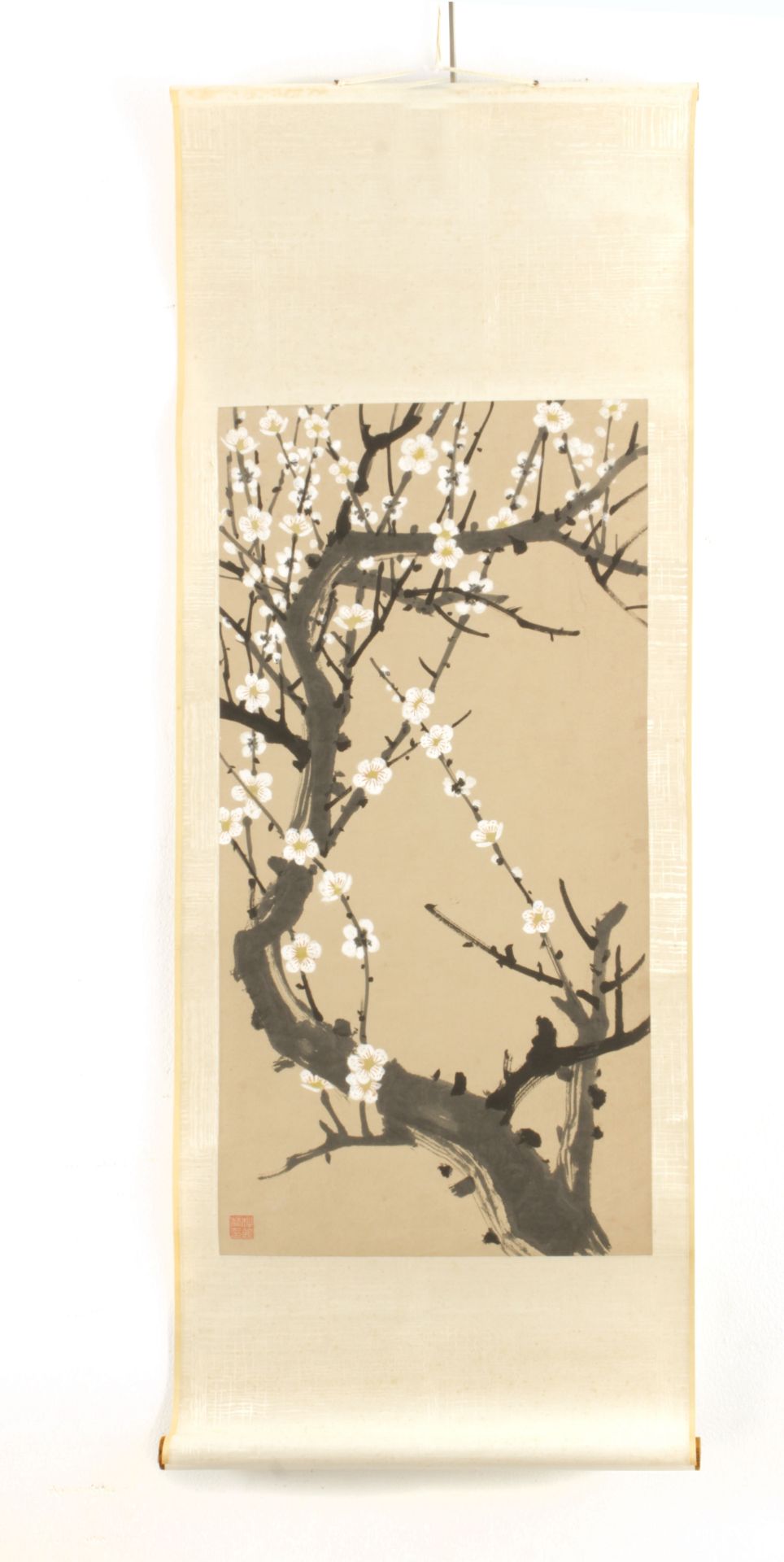 A 20th century Chinese scroll depicting white plum blossom