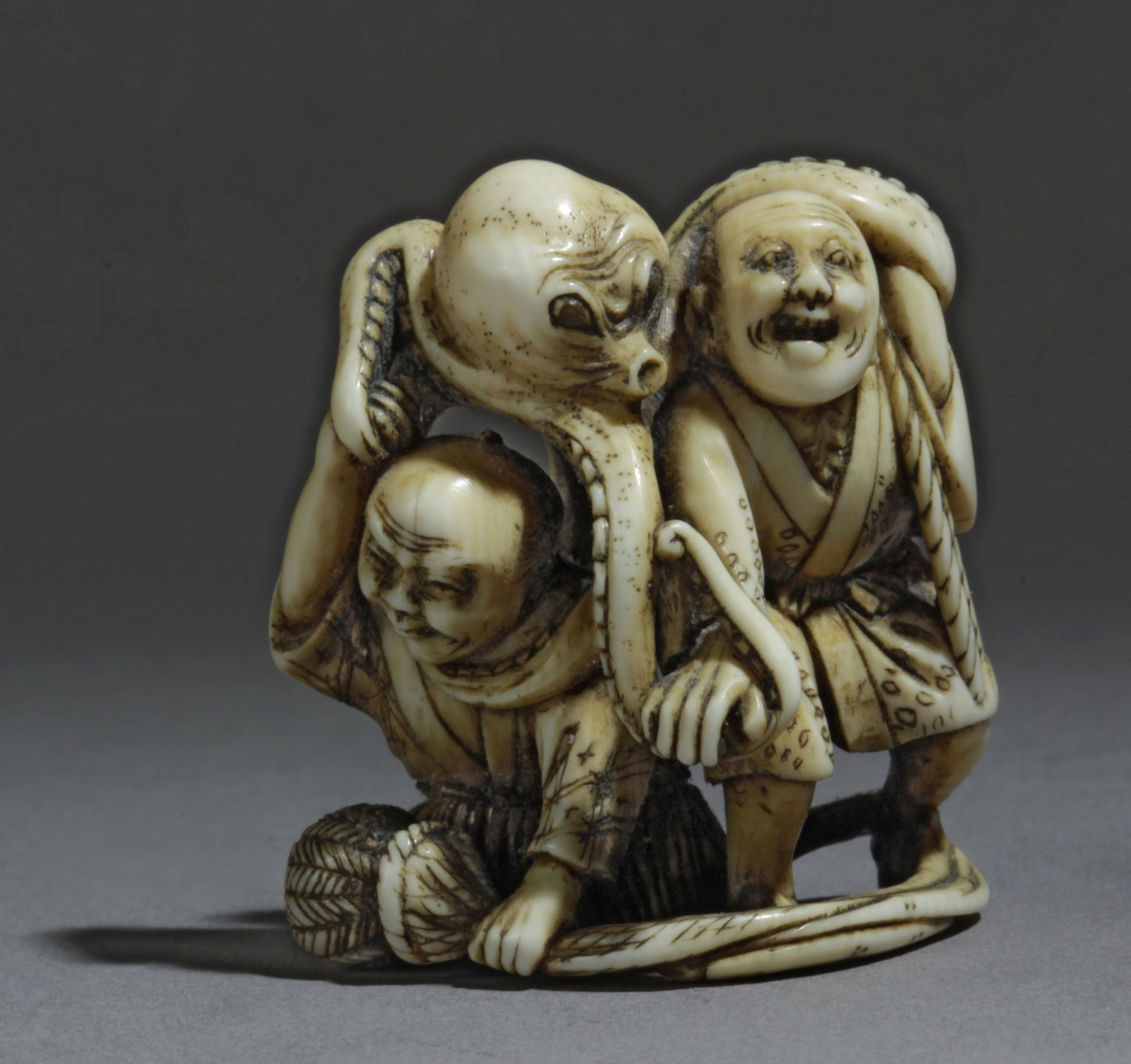 A mid 19th century Japanese netsuke from Edo period. Signed Tomokazu