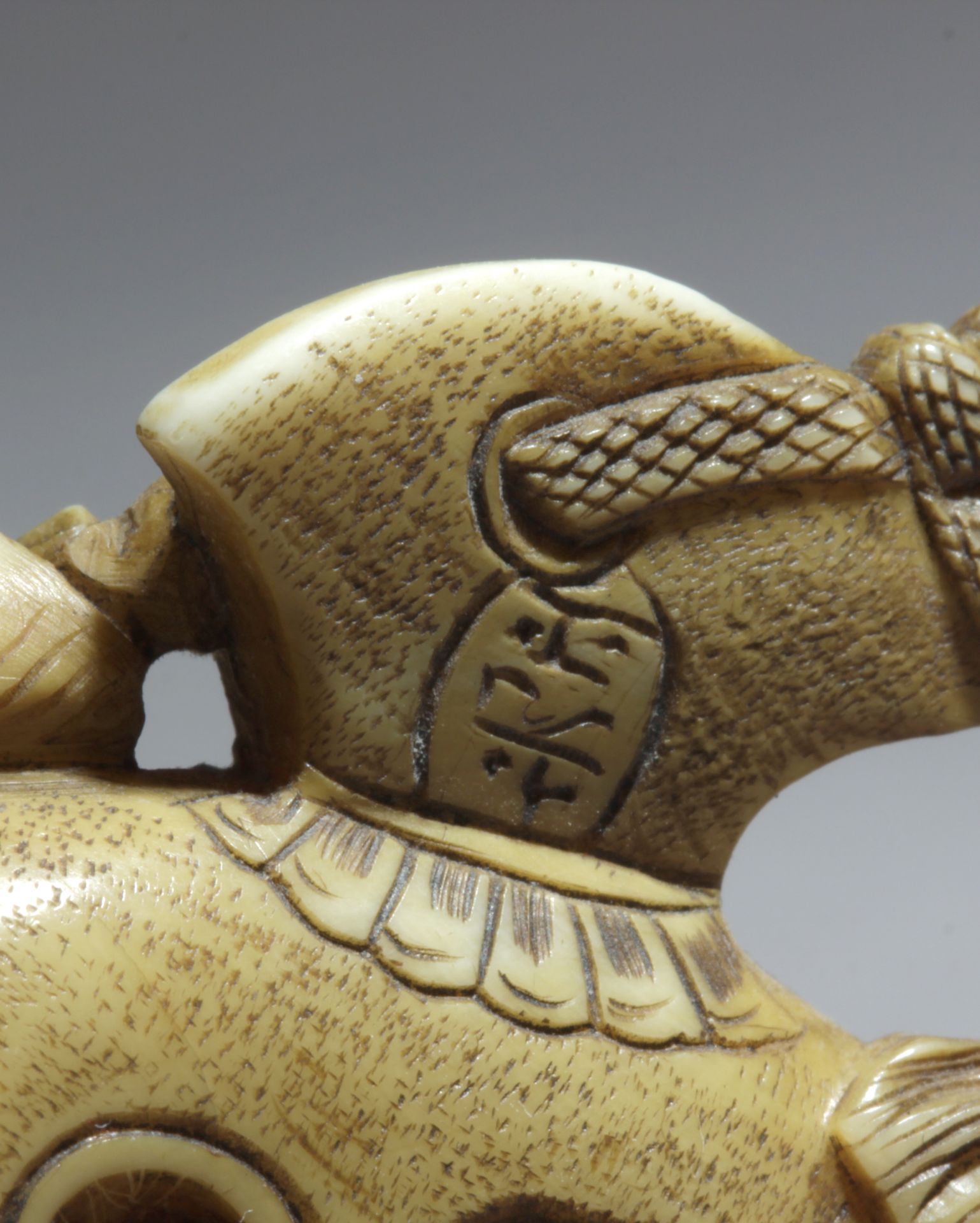 A late 19th century Japanese netsuke from Meiji period. Signed Kogyoko - Image 7 of 7