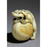 A late 18th century Japanese netsuke from Edo period. Signed Seirin