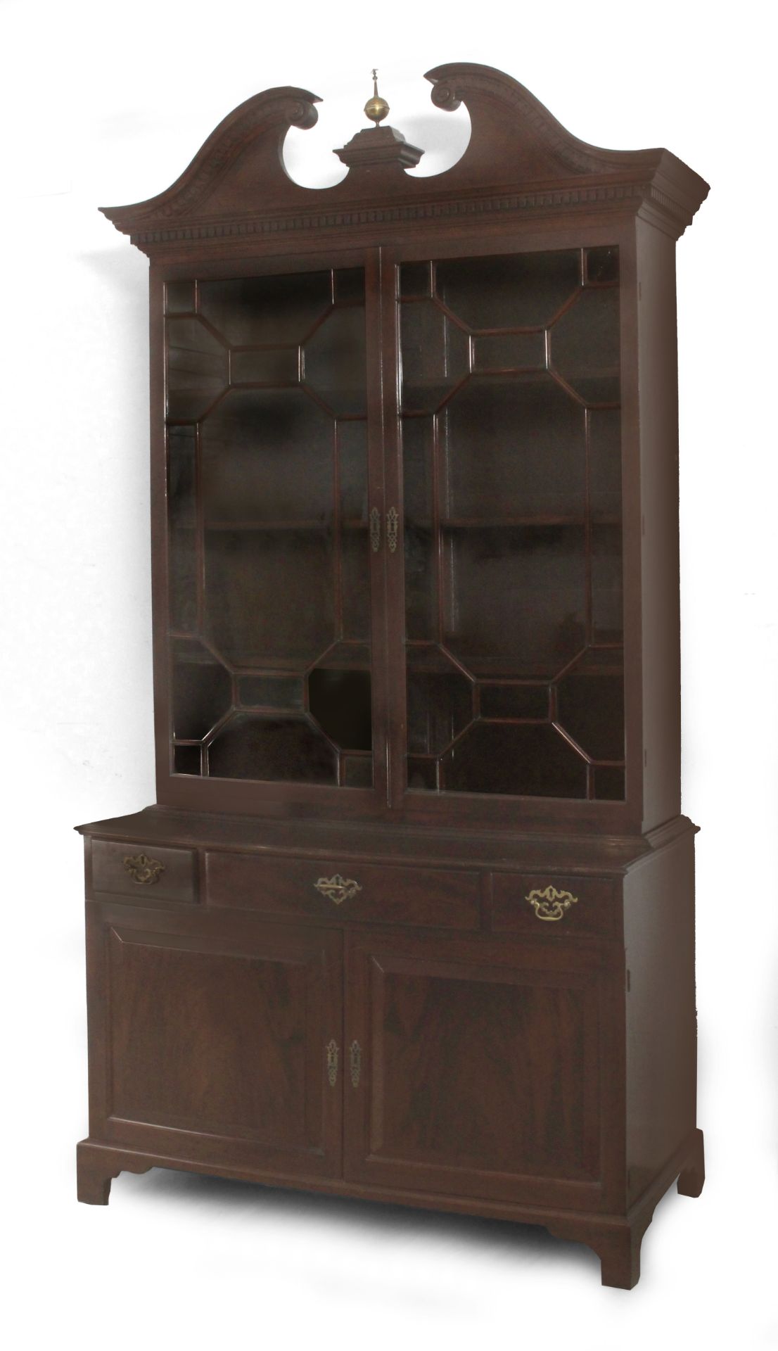 An early 19th century English mahogany writing bookcase desk from George IV period