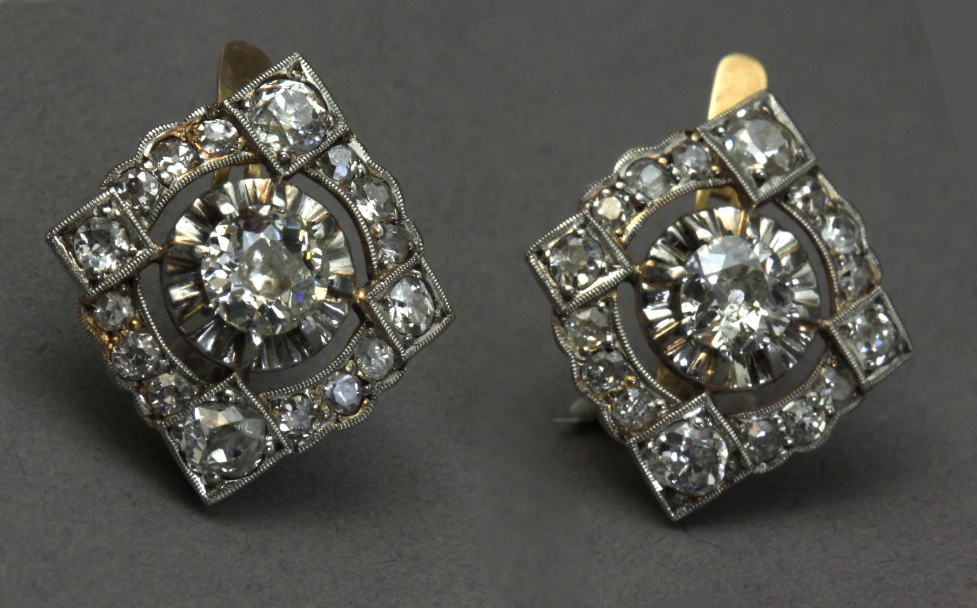 A pair of first half of 20th century diamond earrings - Image 3 of 4