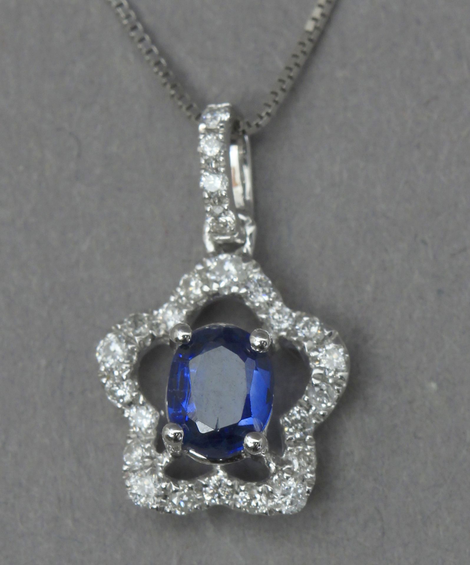 A kyanite and diamond pendant with an 18k. white gold chain - Image 5 of 6