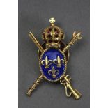 A Spanish Royal Guard pin circa 1980. Gold, diamonds and enamel