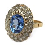 A diamond and London blue topaz cluster ring