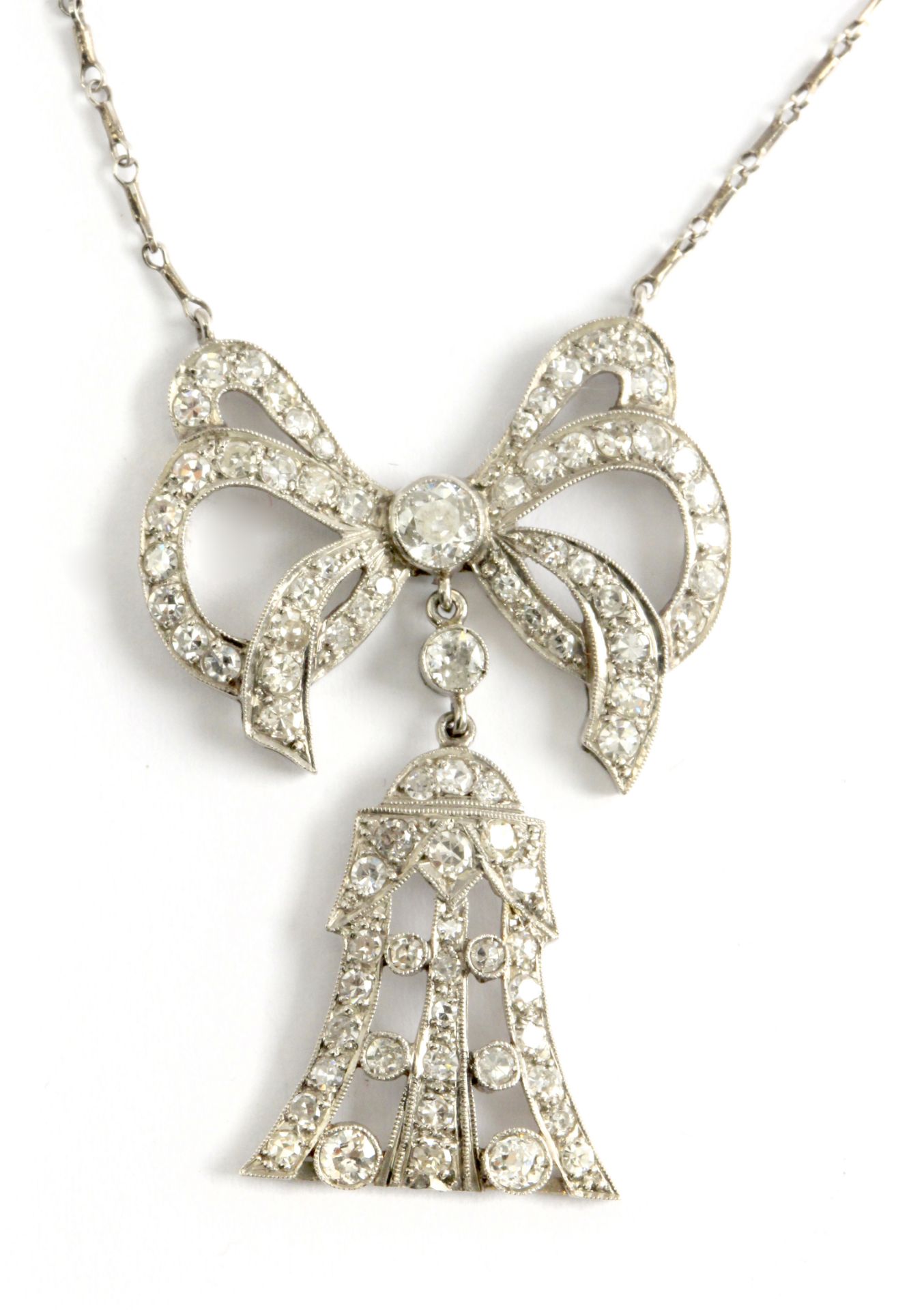 A Garland style diamond and platinum necklace