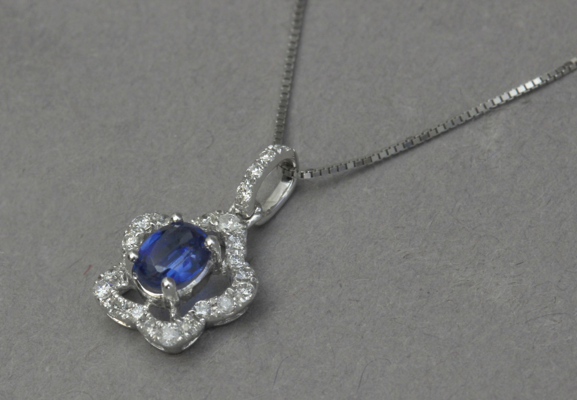A kyanite and diamond pendant with an 18k. white gold chain - Image 2 of 6