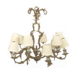 A 20th century chandelier in gilt bronze and porcelain