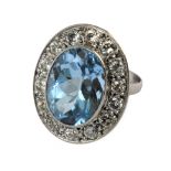 A diamond and London blue topaz cluster ring
