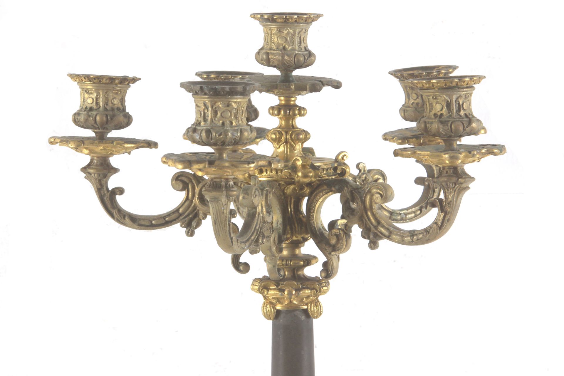 A 19th century Louis XV style French six light candelabrum - Image 6 of 8