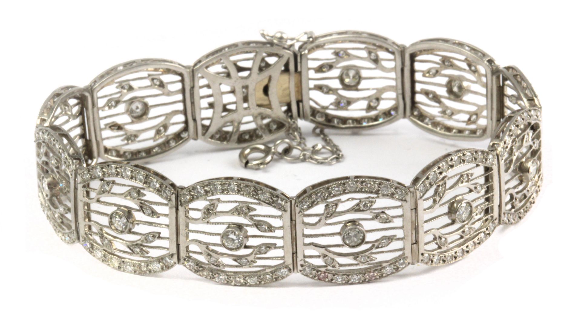 A diamond and platinum bracelet