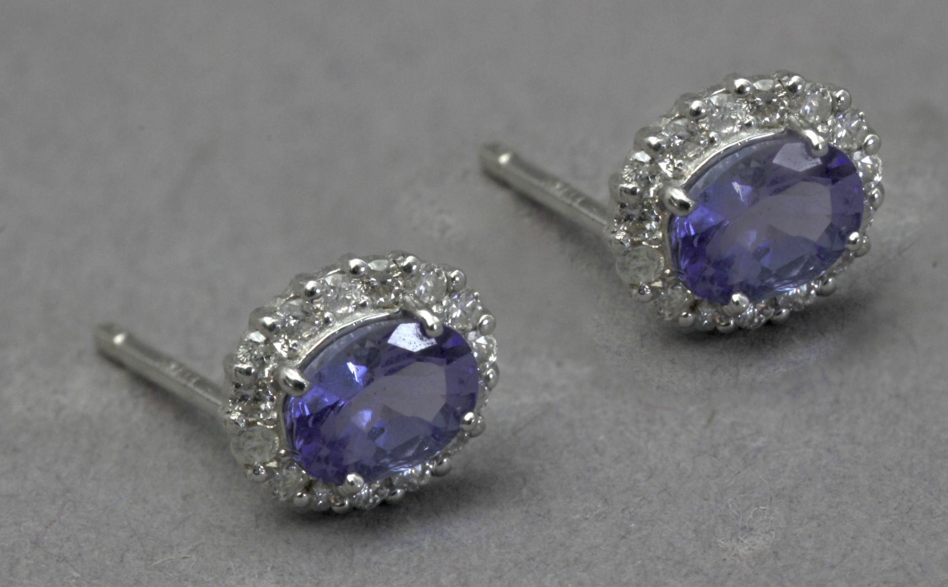 A pair of diamond and kyanite cluster earrings - Image 5 of 6