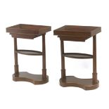 A pair of French mahogany side tables from Directory period circa 1800