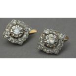 A pair of first half of 20th century diamond earrings
