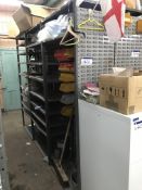 Three Bay Stock Rack, with fastenings and fittings in plastic stacking bins