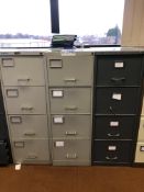 Three Steel Four Drawer Filing Cabinets