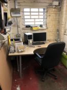 Loose Contents of Office, including desk, two chairs, steel four drawer filing cabinet (excluding