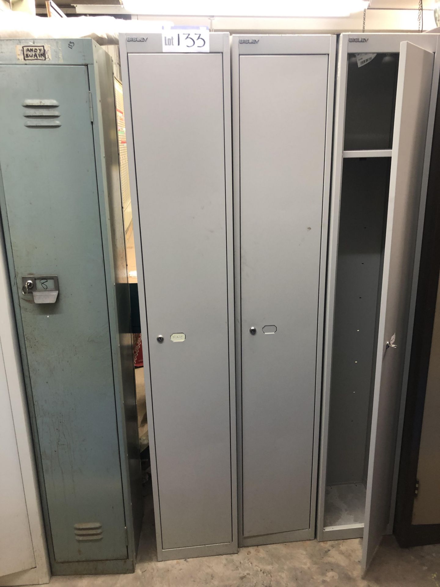 Four Single Door Personnel Lockers (no keys)