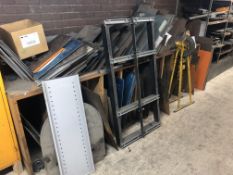 Wooden Storage Unit with contents of sheet metal